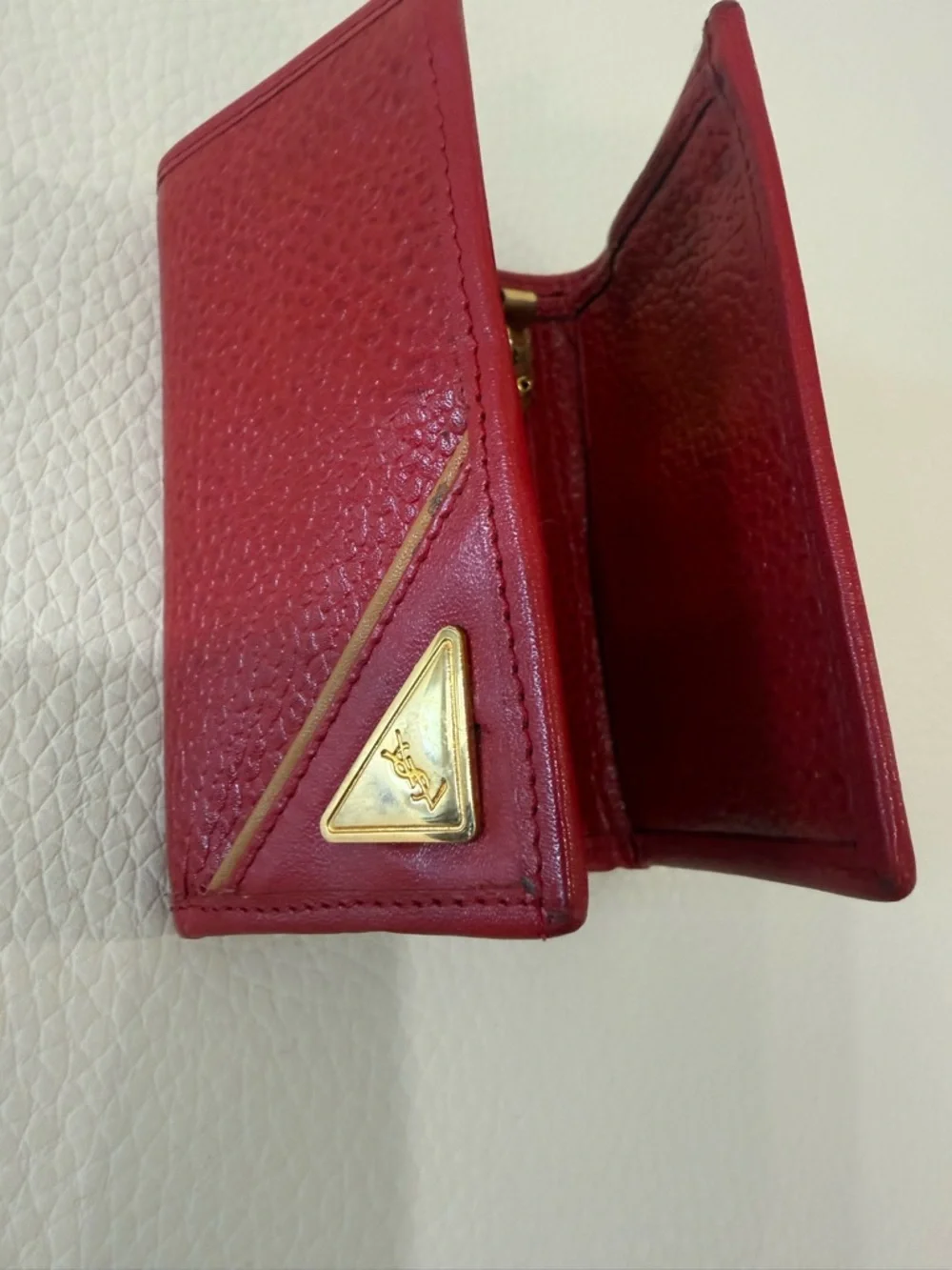 Vintage YSL Yves Saint Laurent Red Slim Wallet - Picture 4 of 9
